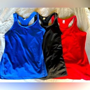 3 Pack Racerback Tanks Blue Red Black